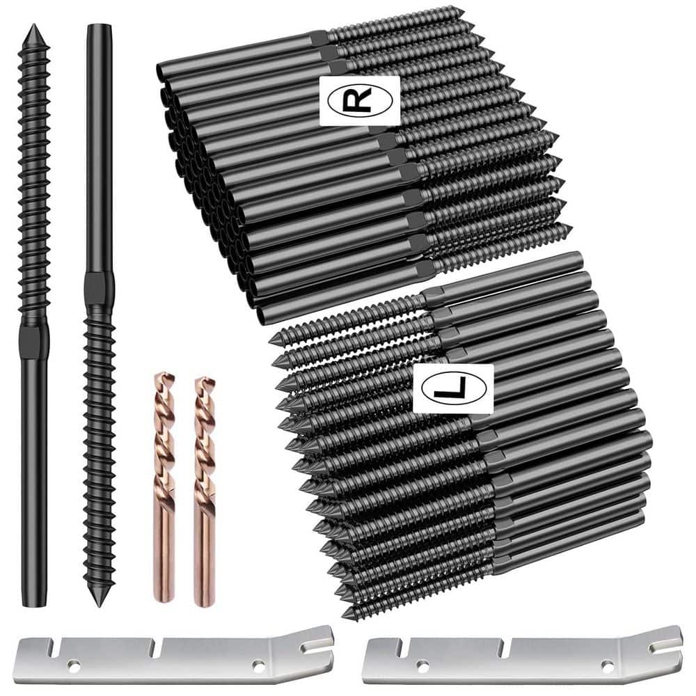 Afoxsos 120-Pack T316 Stainless Steel Black Swage Lag Screws for Wood Posts 1/8 Deck Cable Railing Kit DIY (1)