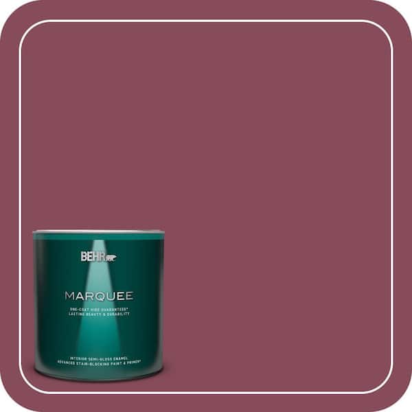 BEHR MARQUEE 1 qt. #MQ1-02 Wine Not One-Coat Hide Semi-Gloss Enamel Interior Paint & Primer (2)