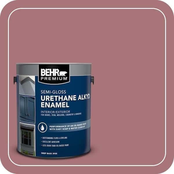 BEHR PREMIUM 1 gal. #S130-5 Heirloom Rose Urethane Alkyd Semi-Gloss Enamel Interior/Exterior Paint (2)