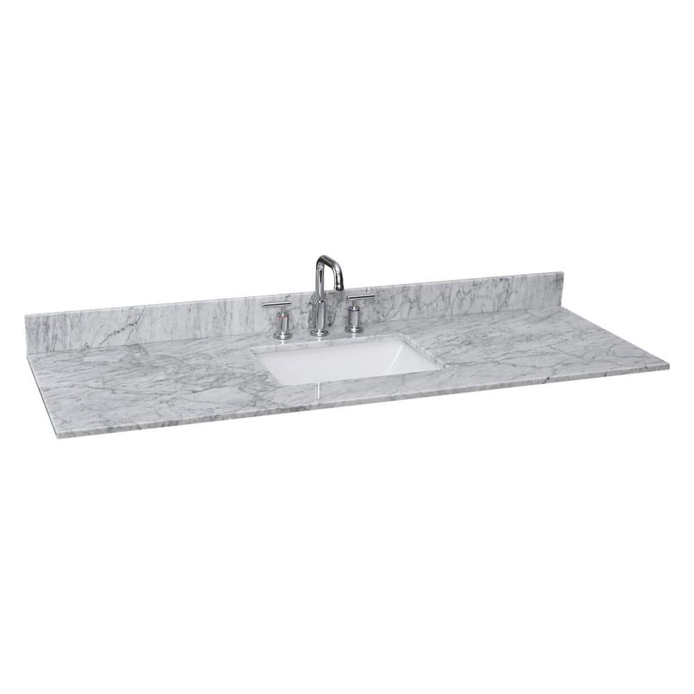 LANDOLT 60 in. W 22 in. D Marble Rectangular Single Sink Bathroom Vanity Top Carrara White (3)