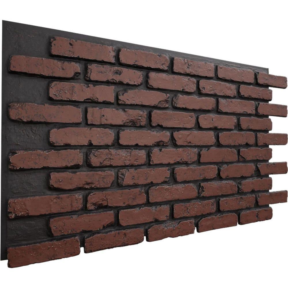 Ekena Millwork EverStone Aged Brick Faux Brick Panel, 46 7/8"W x 27"H x 1 1/4"D, Heath Color (3)