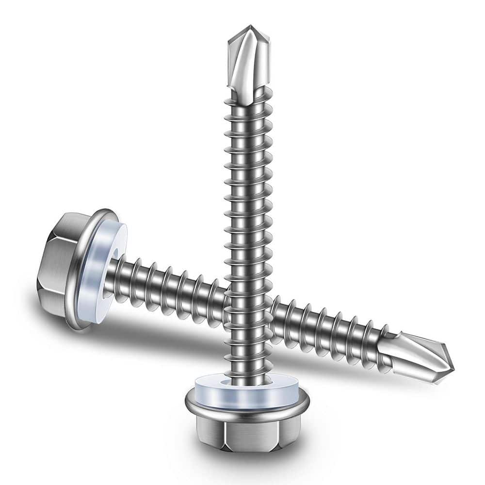 MarySino #10 x 1-1/2 in. Hex Washer Head 410 Stainless Steel Self Drilling Sheet Metal Screw (50-Pack)