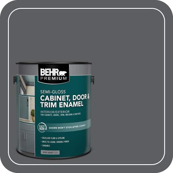 BEHR PREMIUM 1 gal. #N500-6 Graphic Charcoal Semi-Gloss Enamel Interior/Exterior Cabinet, Door & Trim Paint (2)