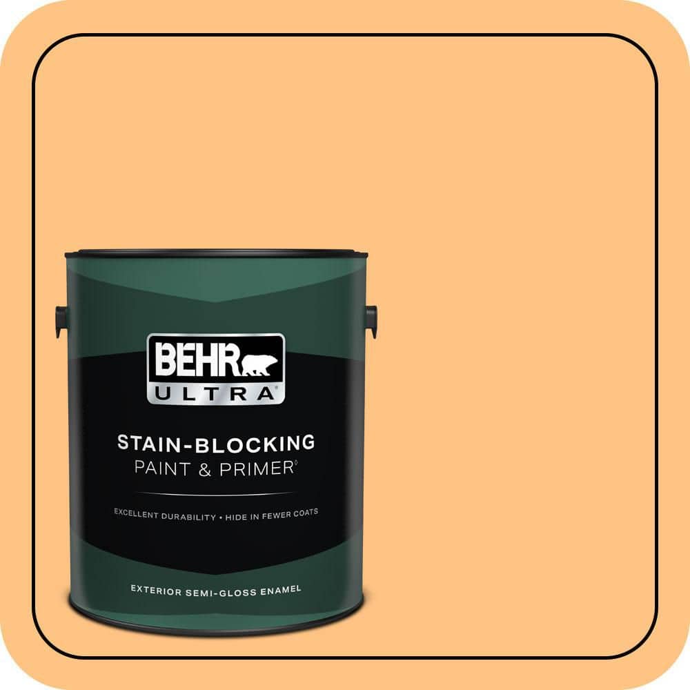 BEHR ULTRA 1 gal. #PMD-68 Amber Sun Semi-Gloss Enamel Exterior Paint & Primer