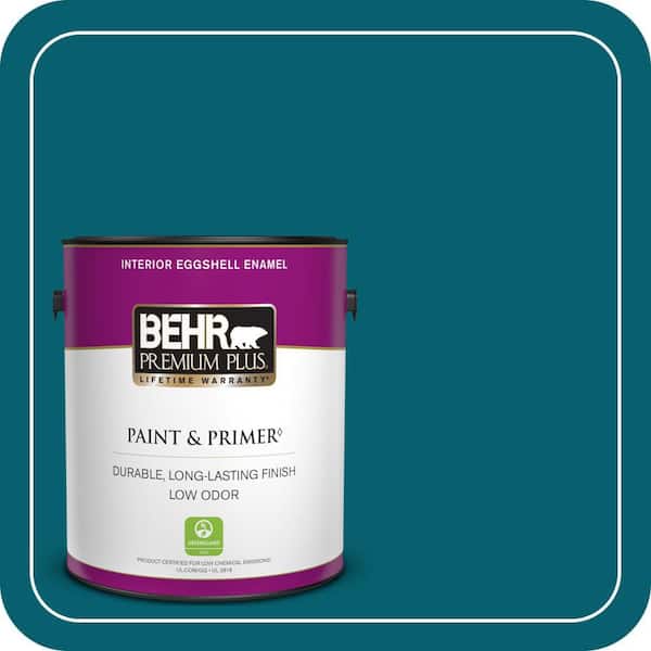 BEHR PREMIUM PLUS 1 gal. #T16-04 Galapagos Eggshell Enamel Low Odor Interior Paint & Primer (2)