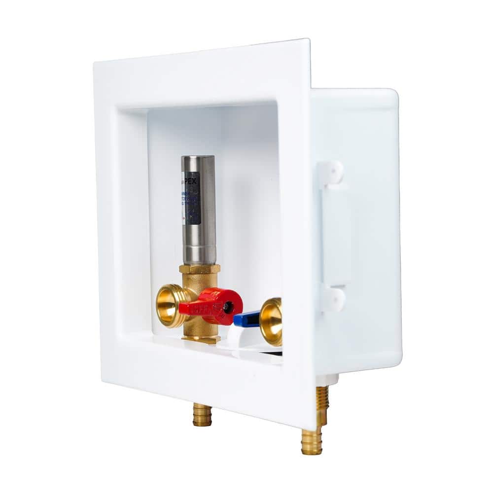 Apollo 1/2 in. Brass PEX-B Barb x 3/4 in. Male Hose Thread Valves with Washing Machine Outlet Box With Hammer Arrestor (3)