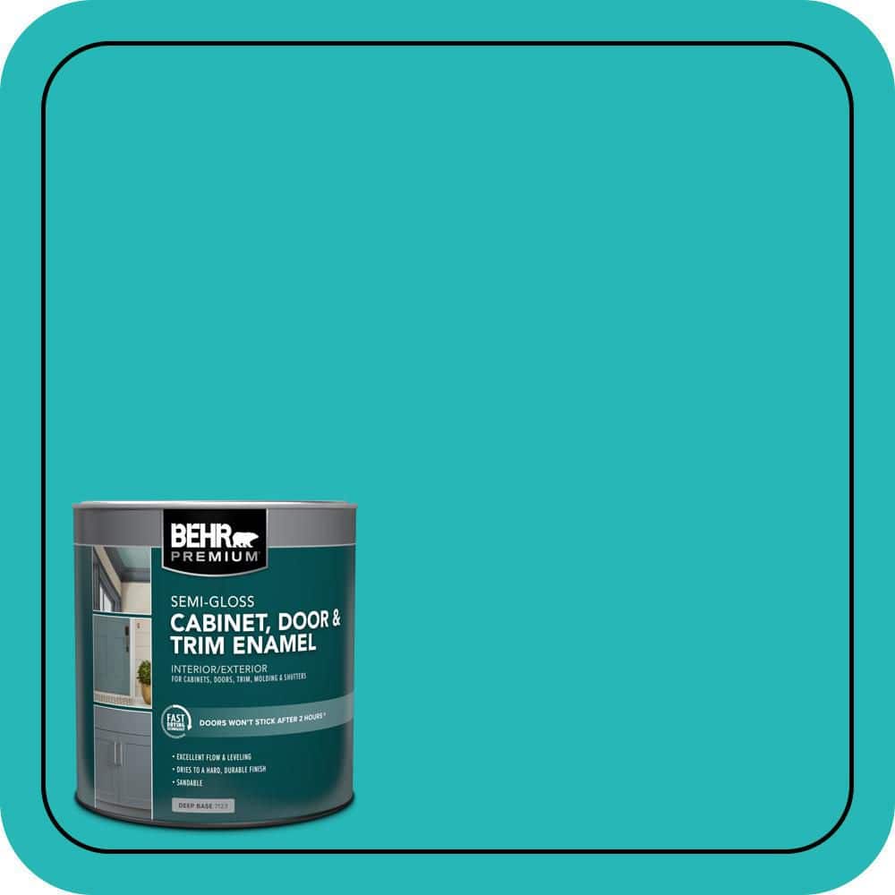 BEHR PREMIUM 1 qt. #MQ4-21 Caicos Turquoise Semi-Gloss Enamel Interior/Exterior Cabinet, Door & Trim Paint