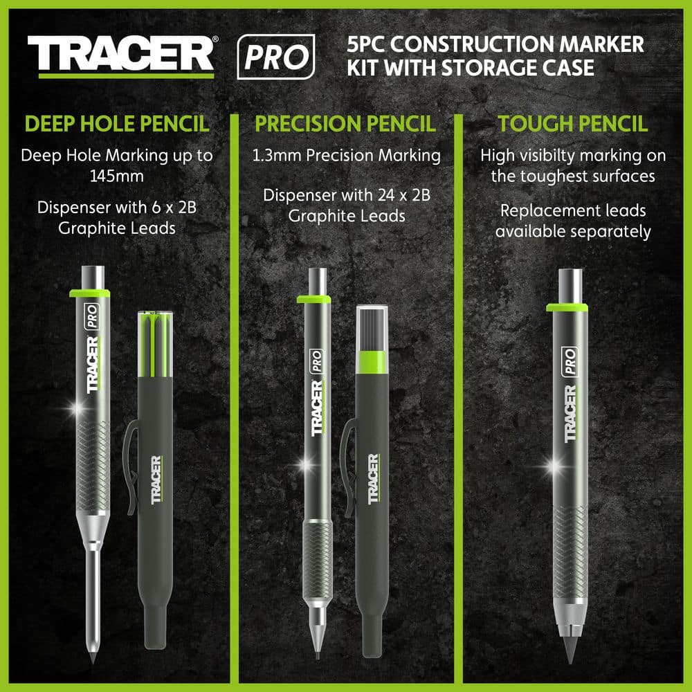 TRACER 5PC Construction Marker Kit with Storage Case - Writing Tools (2)