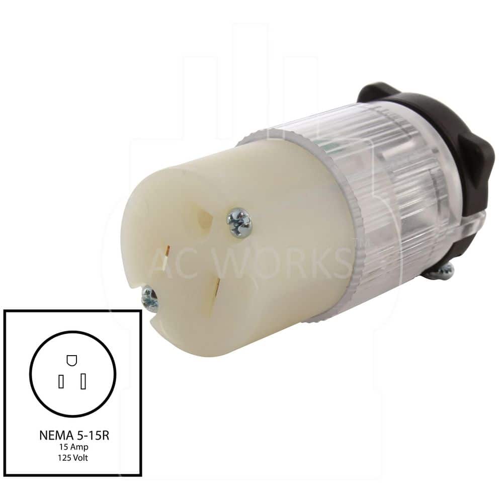 AC WORKS NEMA 5-15R 15A 125V Household Outlet with Power Indicator UL, C-UL Approval (2)