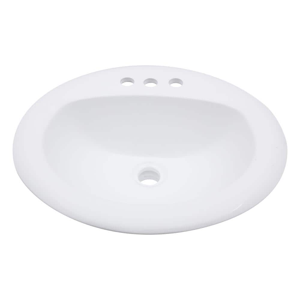 Sarlai 20 in. Oval Undermount Bathroom Sink in White Ceramic with 3 Faucet Hole