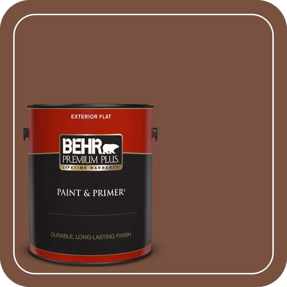 BEHR PREMIUM PLUS 1 gal. #S200-7 Earth Fired Red Flat Exterior Paint & Primer
