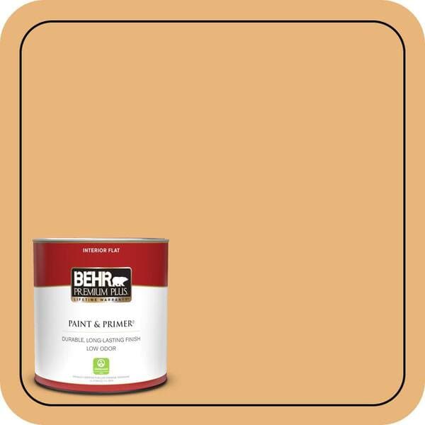 BEHR PREMIUM PLUS 1 qt. #QE-20 Terra Sol Flat Low Odor Interior Paint & Primer (2)