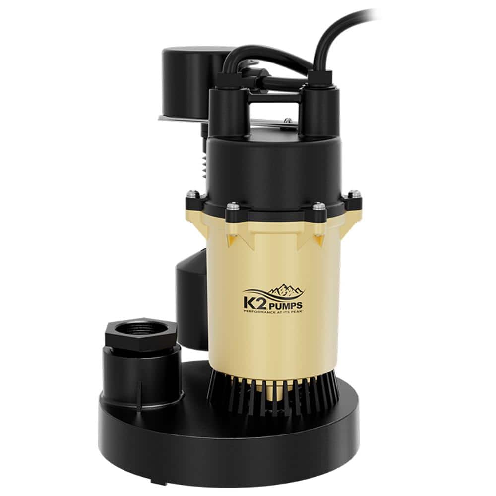 K2 HP Epoxy-Coated Aluminum and Thermoplastic Sump Pump with Vertical Switch