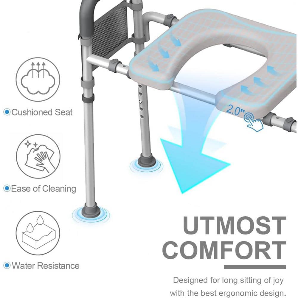 Adrinfly 28 in. Padded Toilet Seat Risers for Seniors with Handles-Width and Height Adjustable, Up to 350lbs (3)