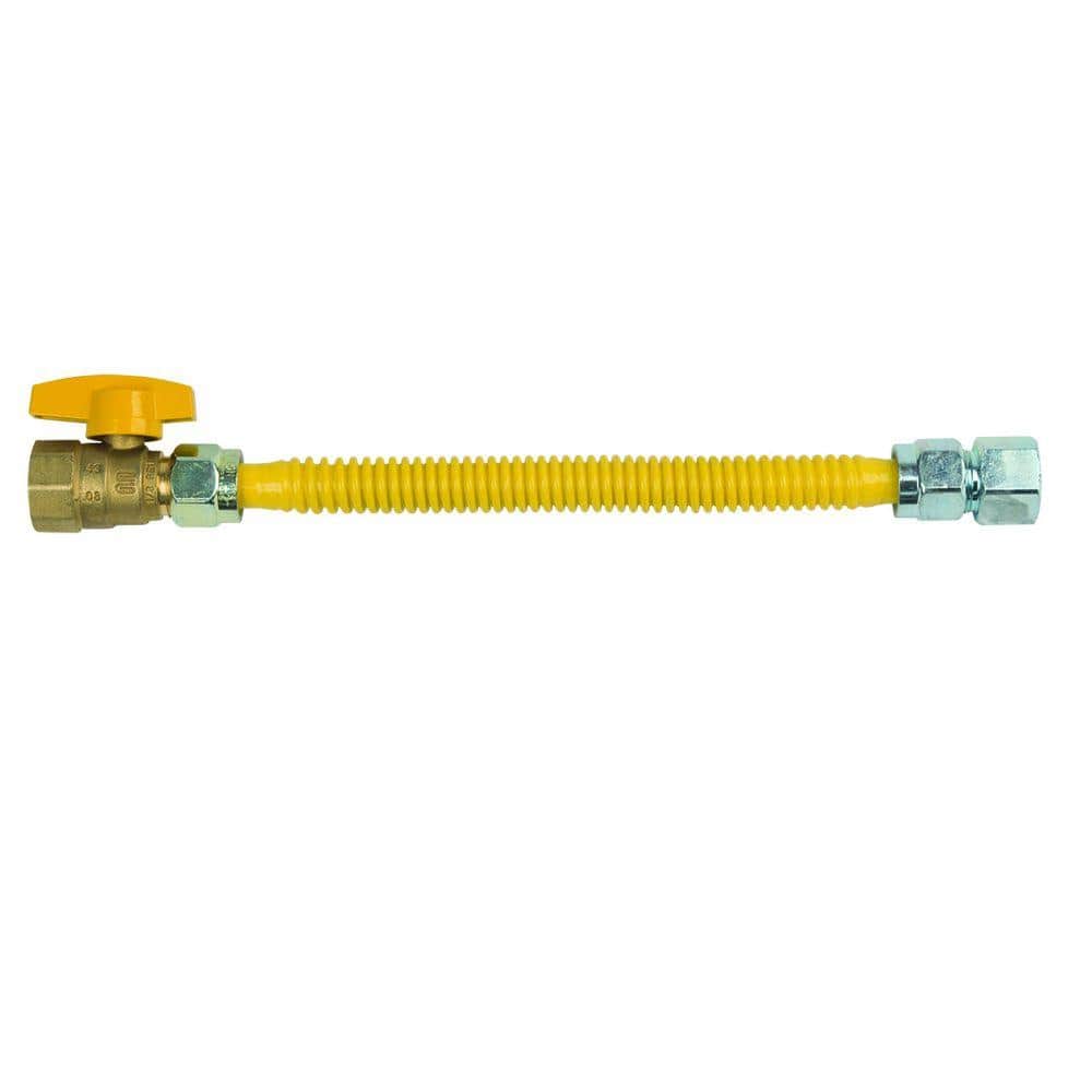 BrassCraft ProCoat 3/4 in. FIP x 3/4 in. FIP Ball Valve x 12 in. Stainless Steel Gas Connector 5/8 in. O.D. (180,000 BTU) (1)