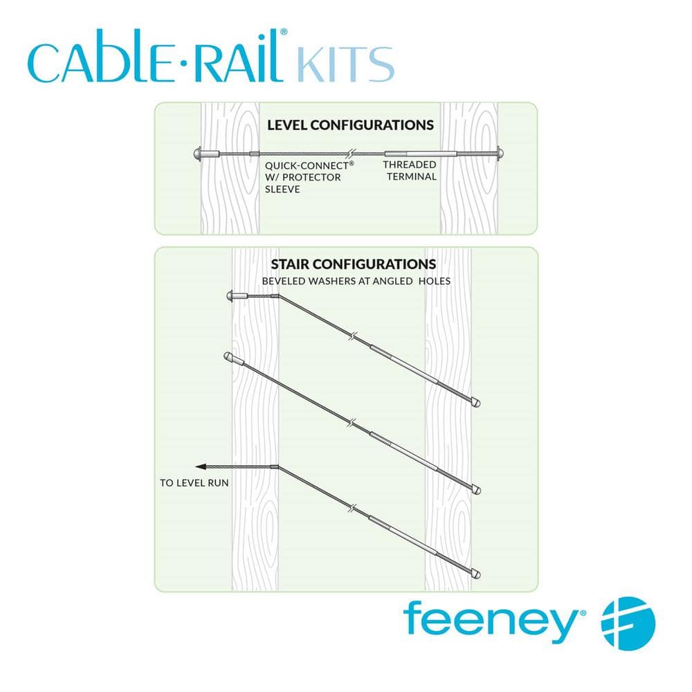 Feeney 50 ft. Stainless Steel Cable Assembly Kit for Cable Railing System (2)