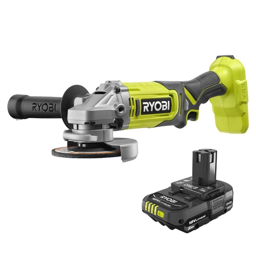 RYOBI ONE+ 18V Cordless 4-1/2 in. Angle Grinder with 2.0 Ah Battery and Charger Kit