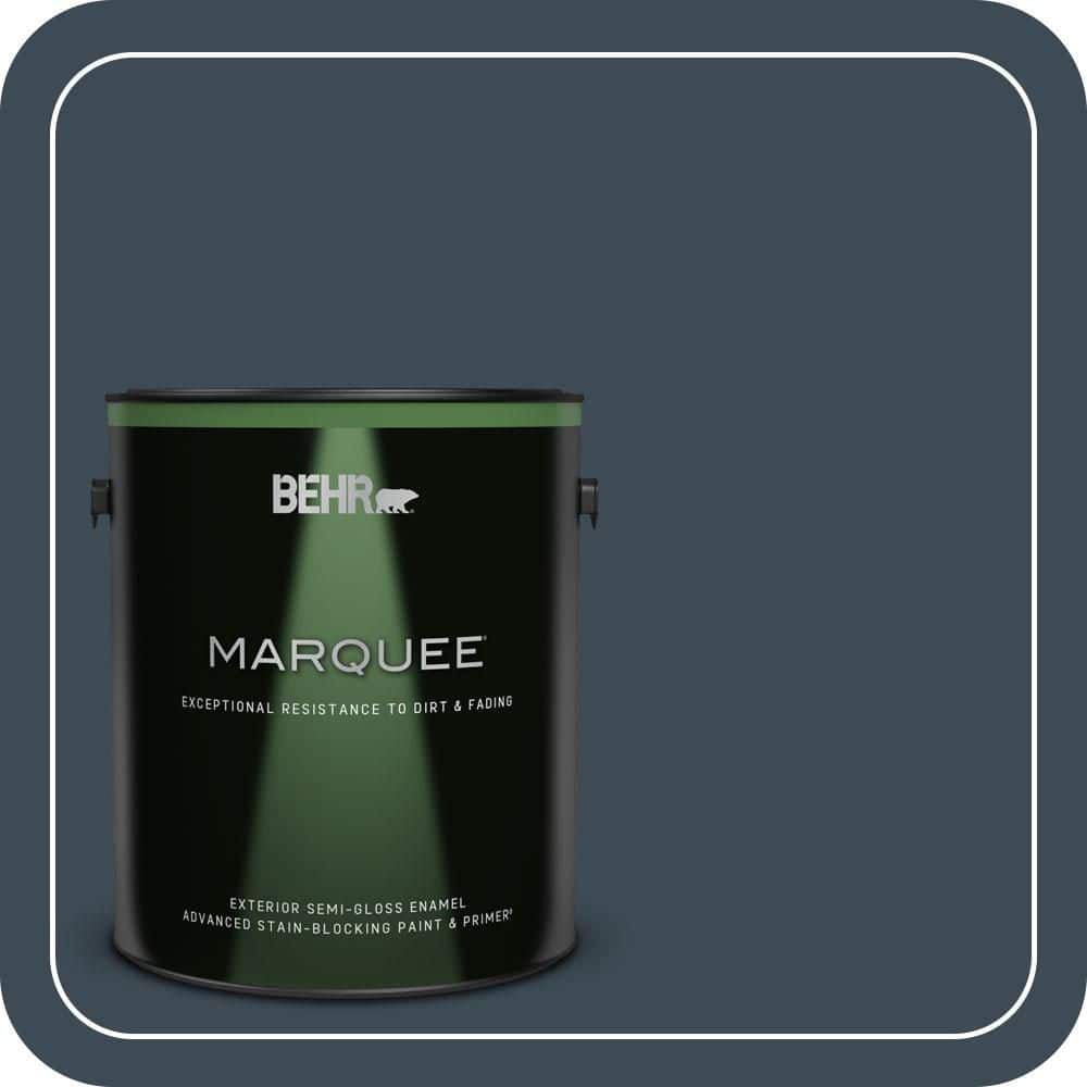 BEHR MARQUEE 1 gal. #QE-56 Club Navy Semi-Gloss Enamel Exterior Paint & Primer