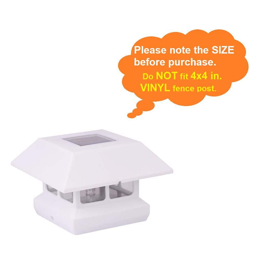 Veranda 4 in. x 4 in. 7 Lumens White Plastic Solar Post Cap (Common: 4 in. x 4 in. ; Actual: 3-5/8 in. x 3-5/8 in. ) (3)