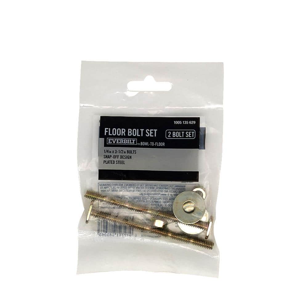 Everbilt 1/4 in. x 3-1/2 in. Snap-Off Design Toilet Bowl-To-Floor Bolt Set (3)