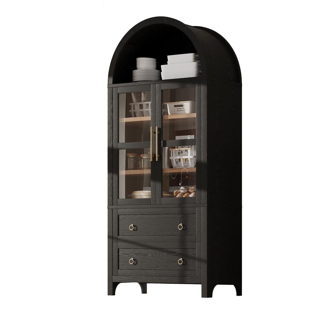 Ximuprmy Modern 30 in. W 16 in. D 71 in. H Freestanding Wood Linen Cabinet with Adjustable Shelves and 2-Large Drawers (3)