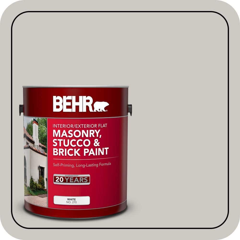 BEHR 1 gal. #MS-79 Silver Gray Pebble Flat Interior/Exterior Masonry, Stucco and Brick Paint