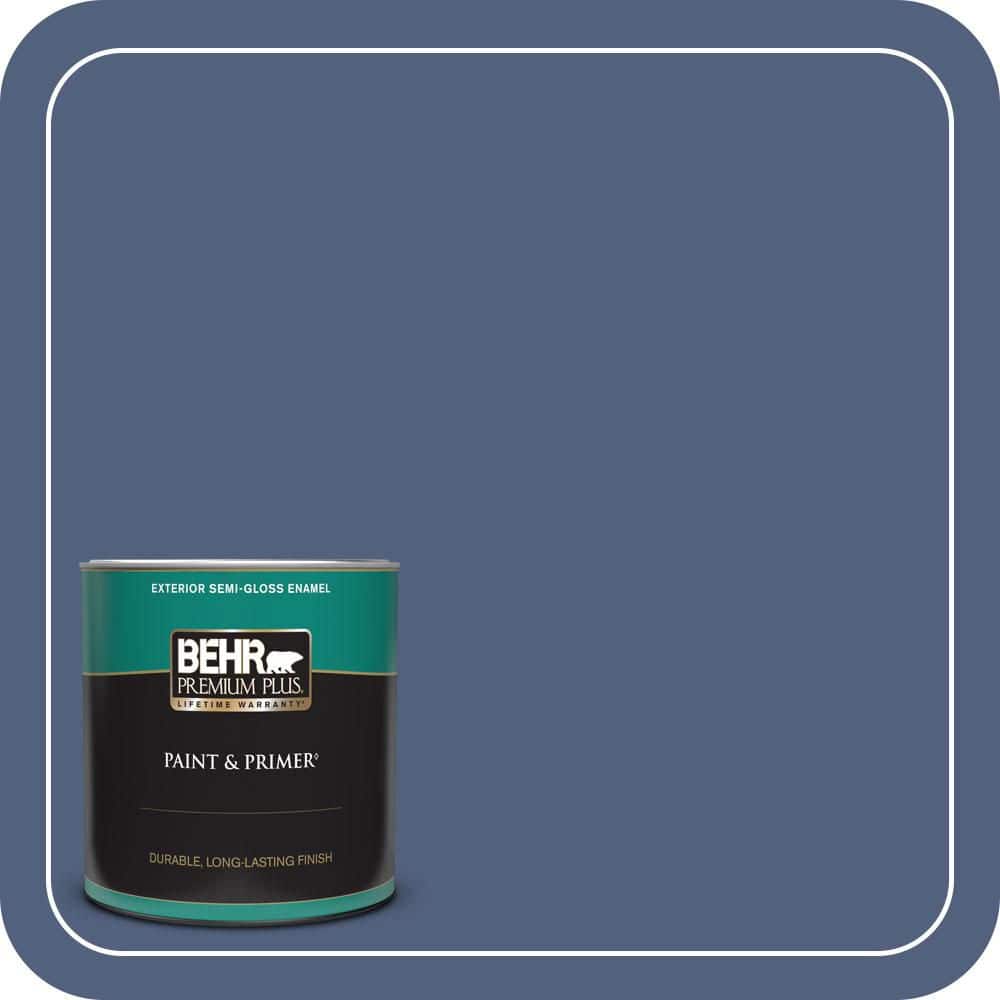 BEHR PREMIUM PLUS 1 qt. #MQ5-15 Award Night Semi-Gloss Enamel Exterior Paint & Primer