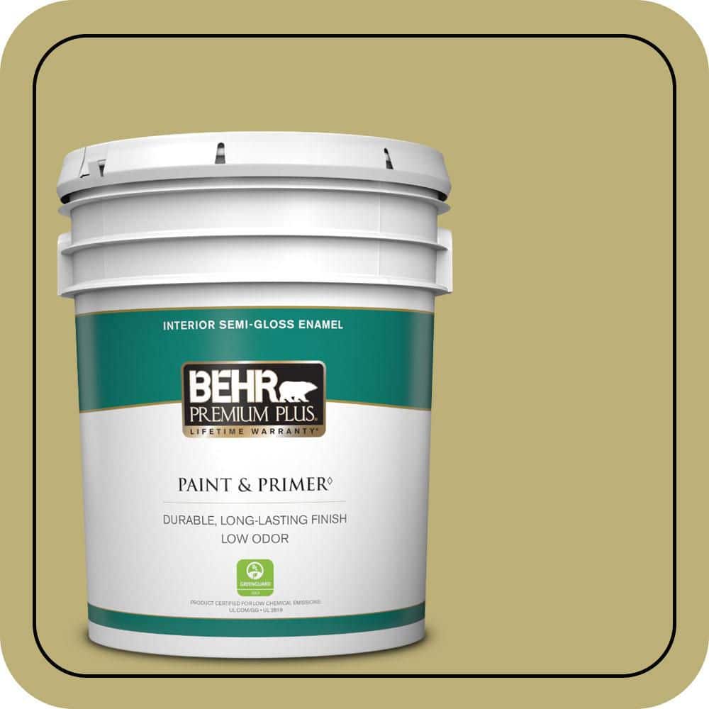 BEHR PREMIUM PLUS 5 gal. #MQ6-60 Everglade Semi-Gloss Enamel Low Odor Interior Paint & Primer