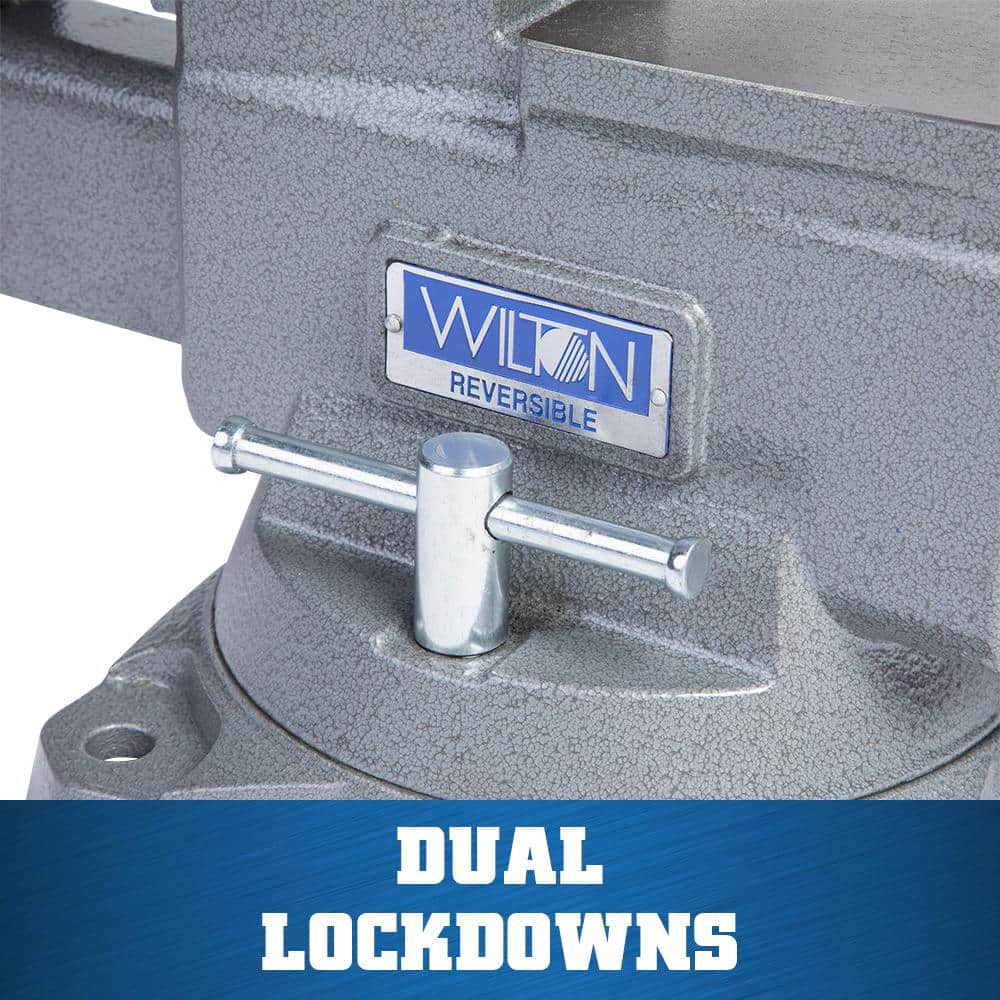 Wilton Reversible Bench Vise, 8 in. Jaw Width, 9-1/4 in. (14-1/2 in. Reversed) Jaw Opening, 4-3/4 in. Throat Depth 4800R (3)