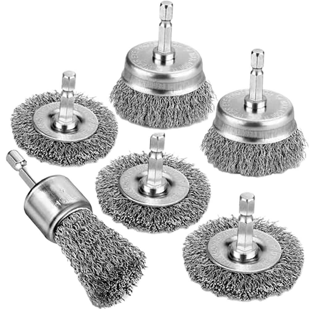Unbranded 6Pcs Professional Wire Wheel Set Carbon Steel Wire Brush for Drill Cleaning Rust Drill Attachments 1/4 Inch Hex Shank