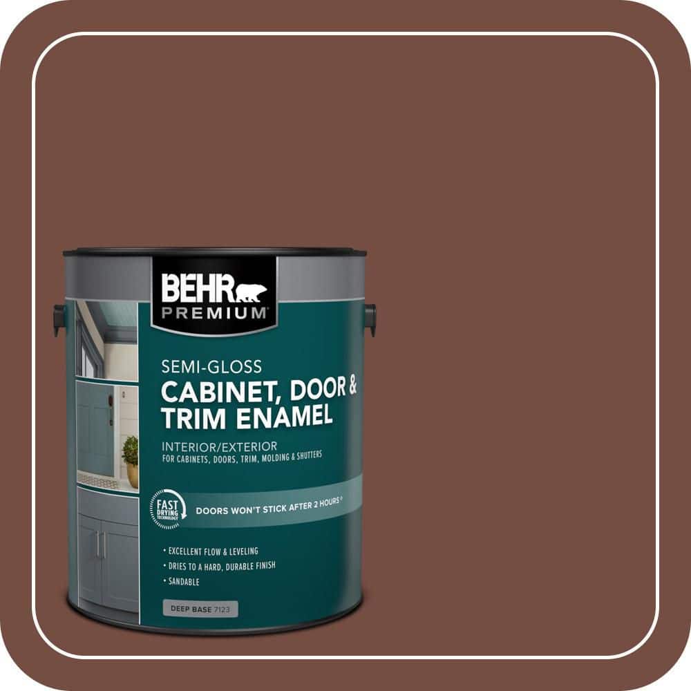 BEHR PREMIUM 1 gal. #MQ1-62 Leather Clutch Semi-Gloss Enamel Interior/Exterior Cabinet, Door & Trim Paint
