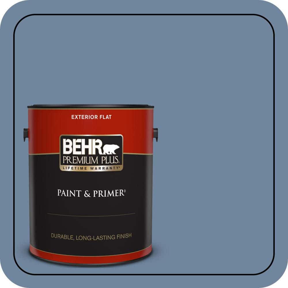 BEHR PREMIUM PLUS 1 gal. #S520-5 Thundercloud Flat Exterior Paint & Primer (1)