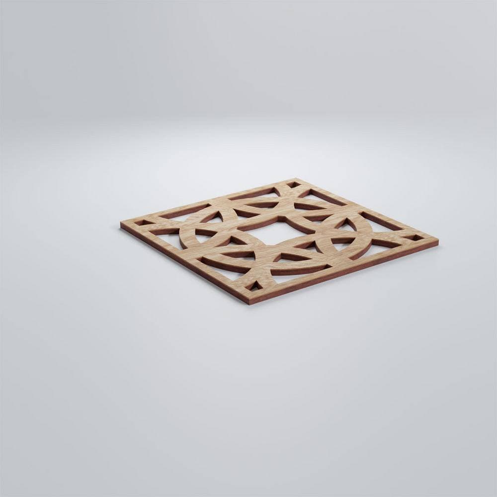 Ekena Millwork 7-3/8" x 7-3/8" x 1/4" Extra Small Brownsville Decorative Fretwork Wood Wall Panels, Red Oak (50-Pack) (3)