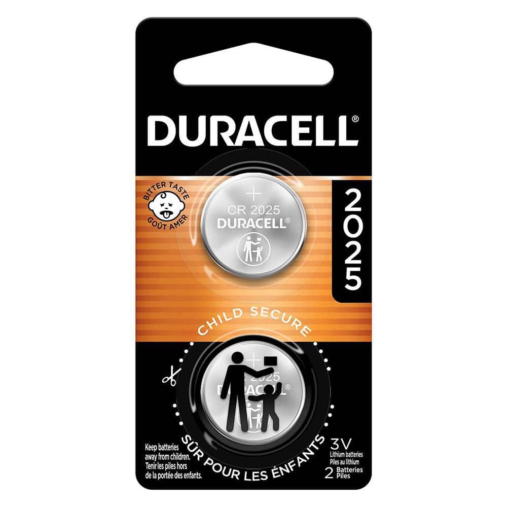 Duracell CR2025 3-Volt Lithium Coin Battery with Child Safety Features for Key Fobs
