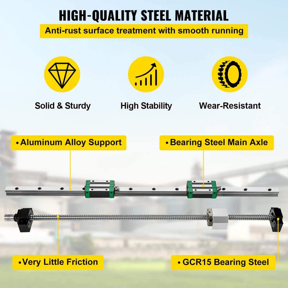 SKYSHALO Linear Guide Rail (2-Piece) HGR20-1000mm Linear Slide Rail (1-Piece) RM1605-1000mm Ballscrew with BF12/BK12 Kit (3)