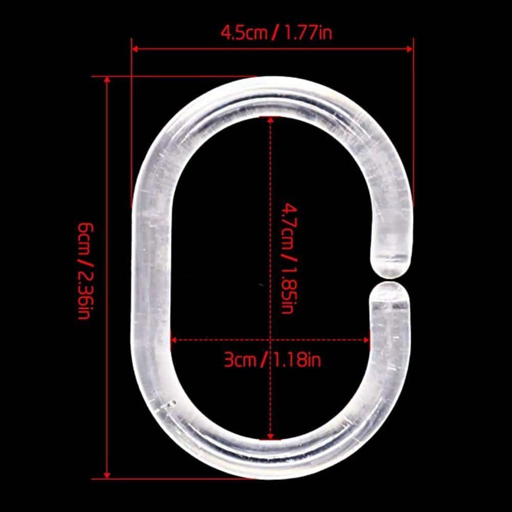 Dyiom Plastic Shower Curtain Hooks C-Shaped Rings Hook Hanger Bath Drape Loop Clip Glide, Shower Curtain Rings/Hooks, in Clear (2)
