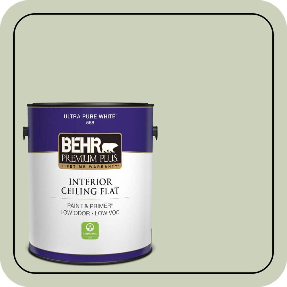 BEHR PREMIUM PLUS 1 gal. #PPU10-09 Chinese Jade Ceiling Flat Interior Paint & Primer (1)