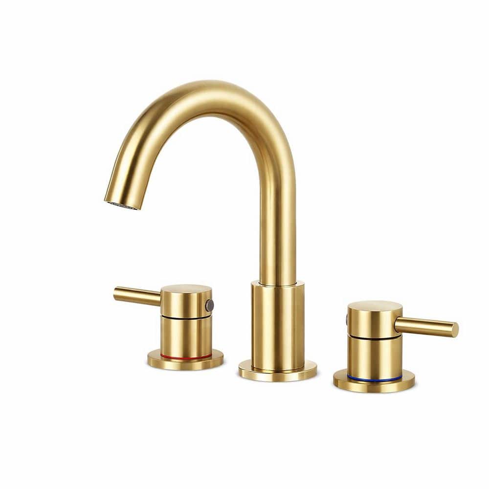 LAIFUCAM 1-Piece Bathroom Sink Faucet with Pop Up Drain and Water Supply Hoses in Brushed Gold Finish (1)