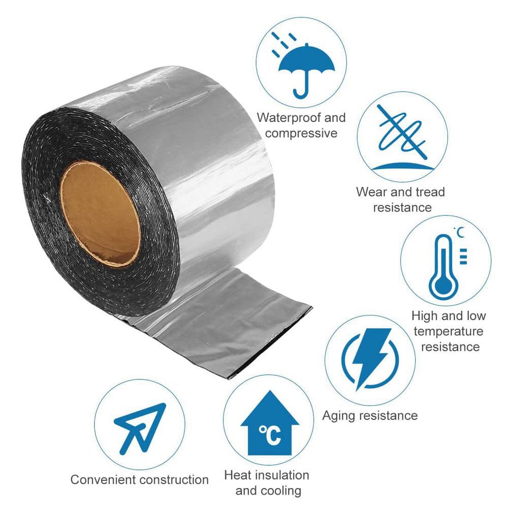 Wellco 4 in. x 32.8 ft. Self-Adhesive Flashing Roll Tape Membrane, Waterproof Tape for Roof Underlayment, Deck Seam, 1-Pack (2)