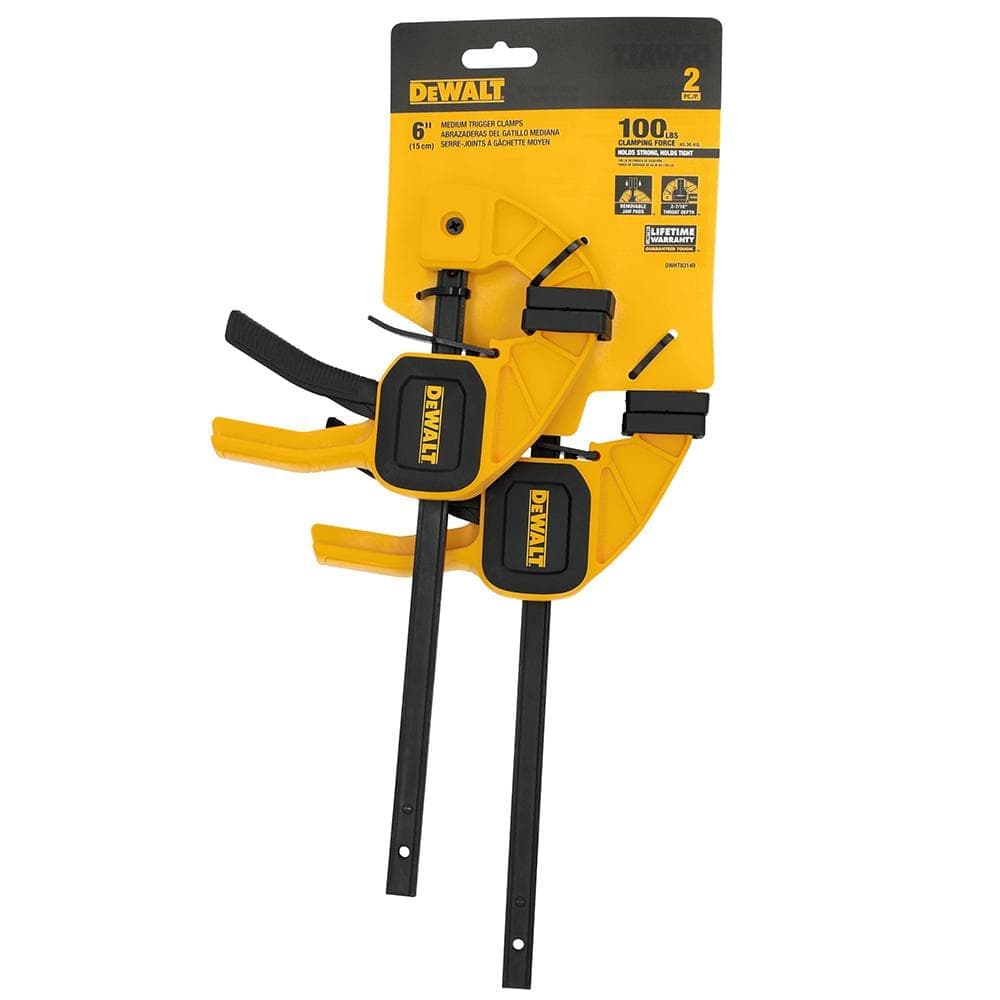 DEWALT 6 in. 100 lbs. Trigger Clamp Set (2 Piece) with 2.43 in Throat Depth (3)