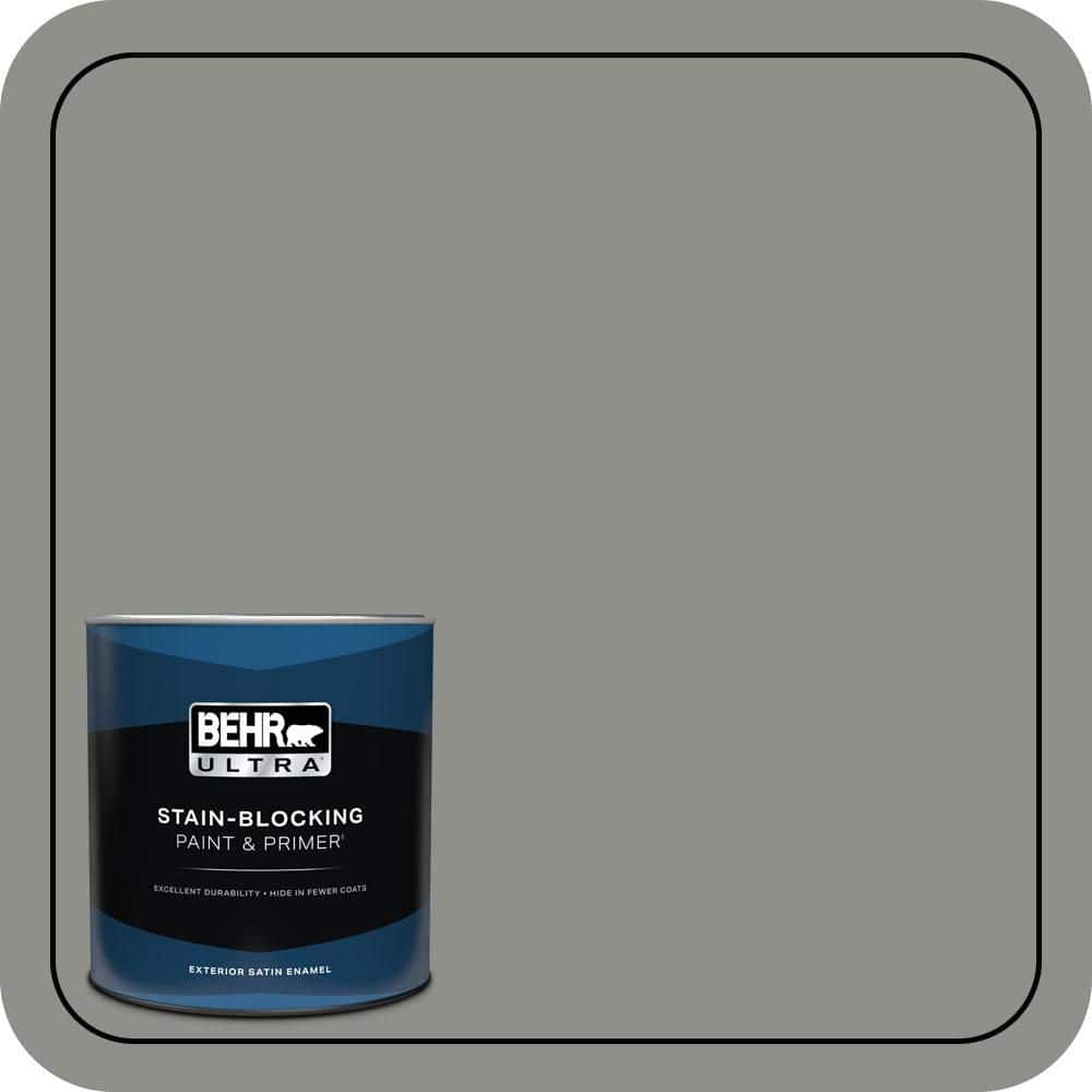 BEHR ULTRA 1 qt. #PPU24-20 Letter Gray Satin Enamel Exterior Paint & Primer