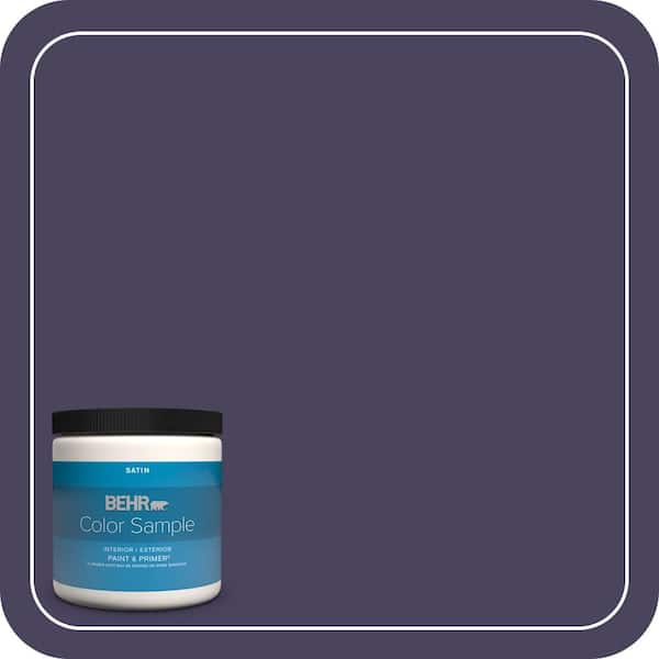 BEHR PREMIUM PLUS 8 oz. #S-H-640 Purple Blanket Satin Enamel Interior/Exterior Paint & Primer Color Sample (2)