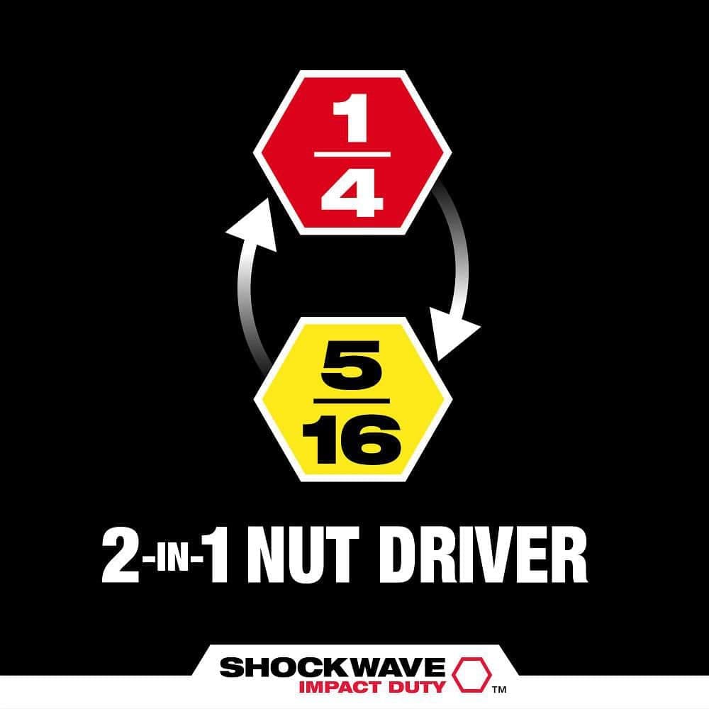 Milwaukee SHOCKWAVE Impact Duty 1/4 and 5/16 x 6 in. QUIK-CLEAR 2 in 1 Magnetic Nut Driver (2)