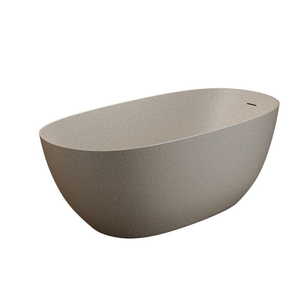 LIVACA 61.00 in. x 30.70 in. Soaking Freestanding Bathtub with Overflow and Pop-Up Drain in Orange Solid Surface Stone Resin (1)