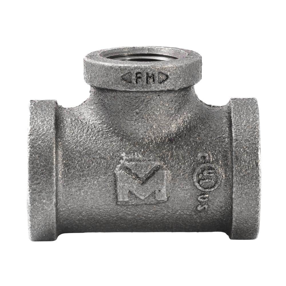 Southland 3/4 in. x 3/4 in. x 1/2 in. Black Malleable Iron FIP x FIP x FIP Reducing Tee Fitting (2)