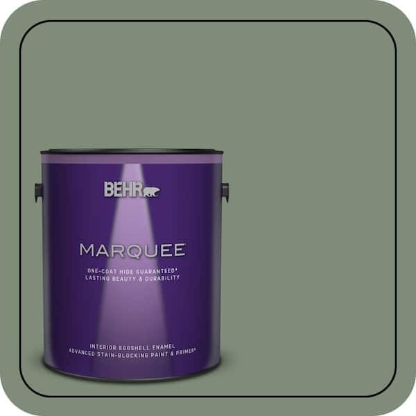 BEHR MARQUEE 1 gal. #450F-5 Amazon Moss Eggshell Enamel Interior Paint & Primer (2)