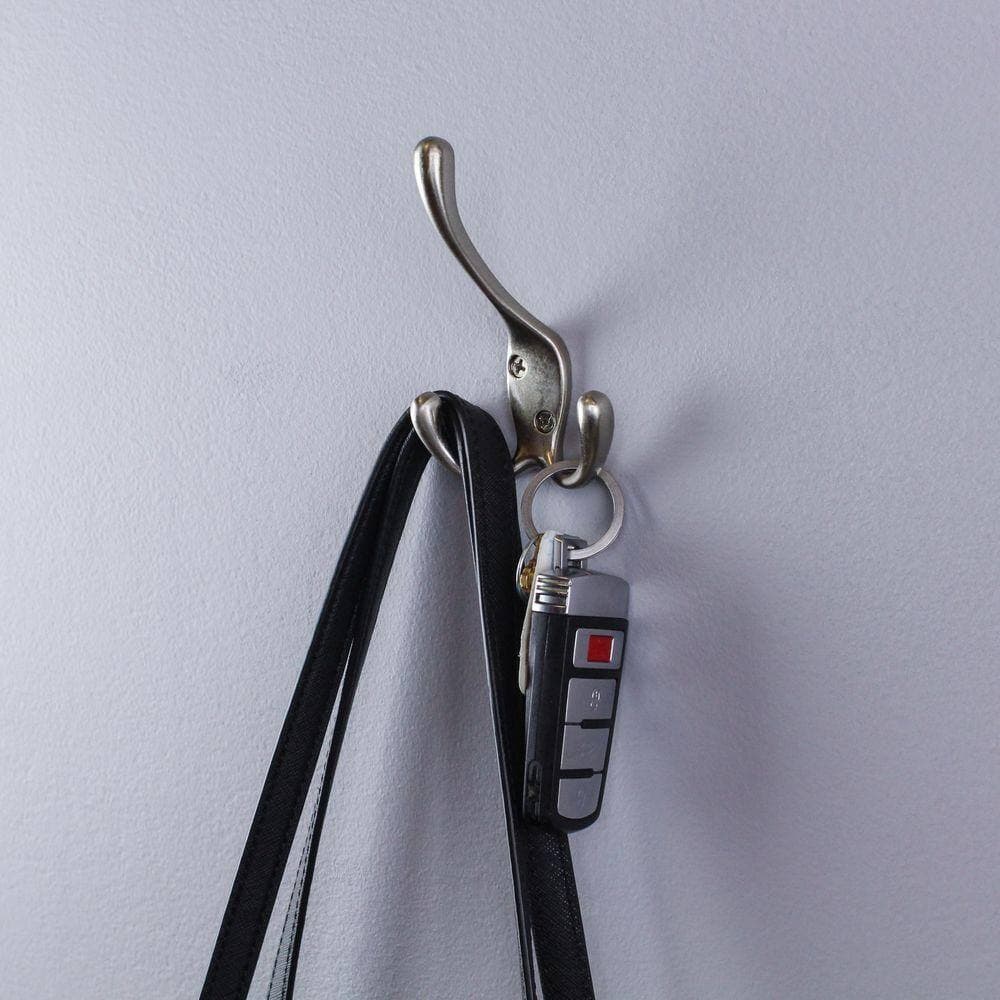 Everbilt J-Hook Robe/Towel Hook Triple Hook in Satin Nickel (4)