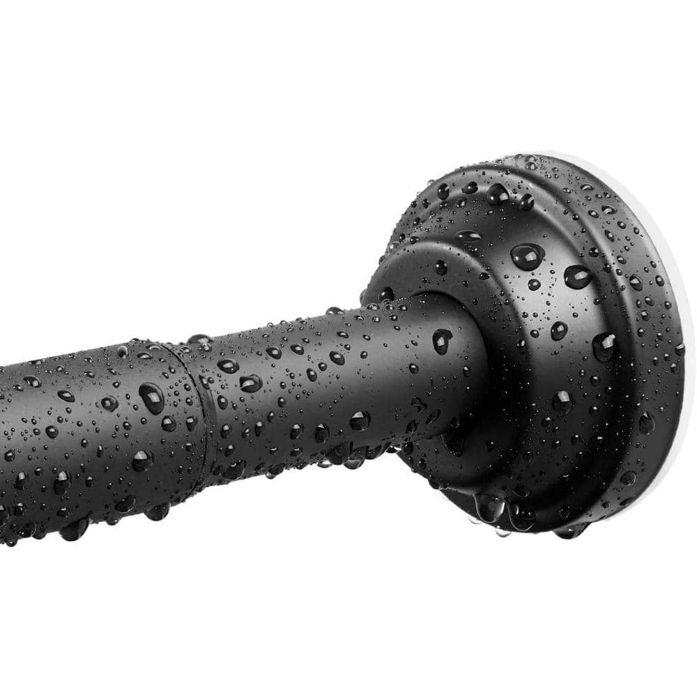 JFVKAF Adjustable Matte Black Shower Curtain Rod 17.30 in. L x 3.30 in. W Stainless Steel Anti-Slip No Rust Tension Rod
