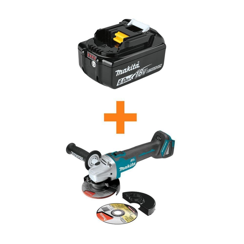 Makita 18-Volt LXT Lithium-Ion 6.0 Ah Battery with 18V LXT Lithium-Ion Brushless 4-1/2 in./5 in. Cut-Off/Angle Grinder