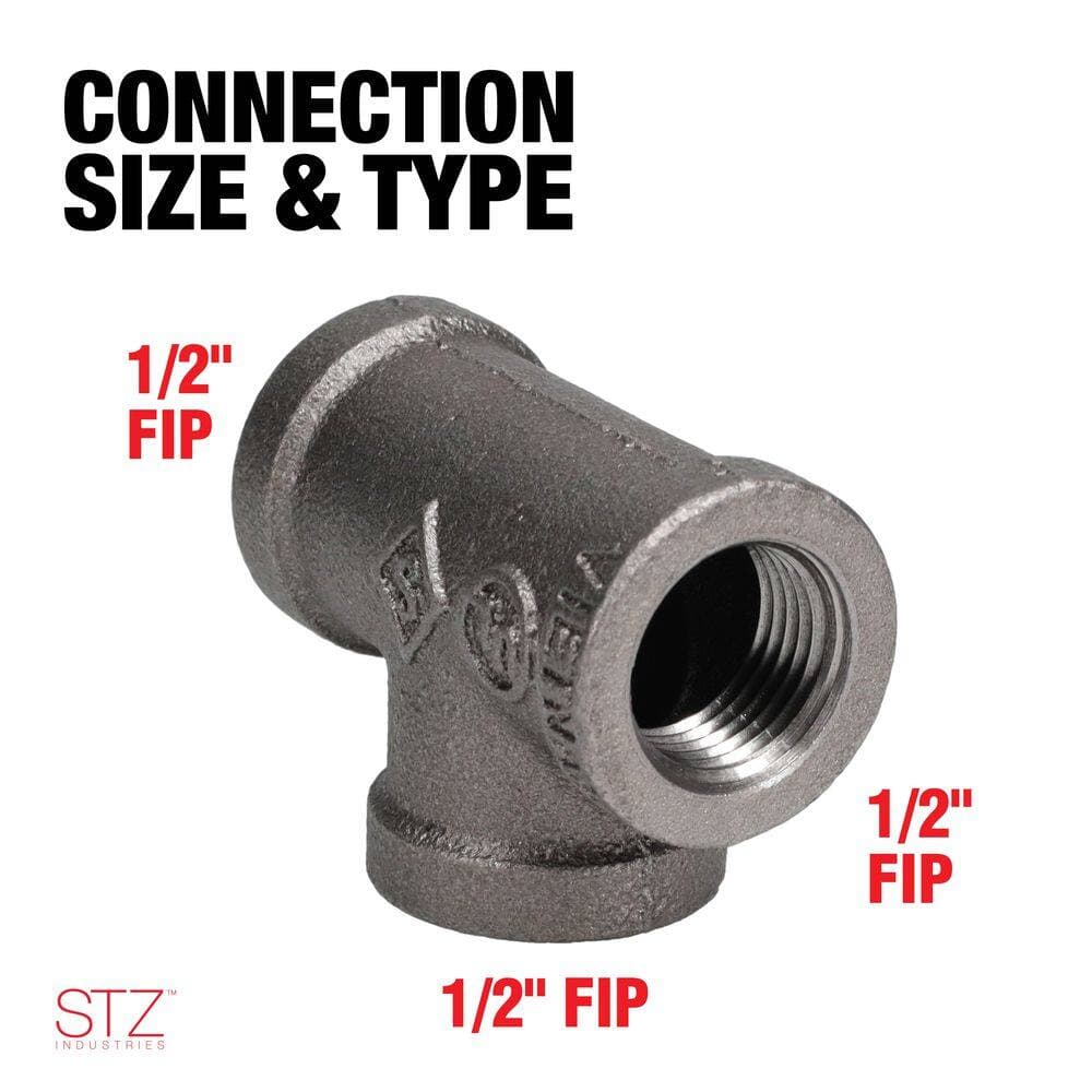 STZ 1/2 in. FIP Black Iron Tee (10-Pack) (3)